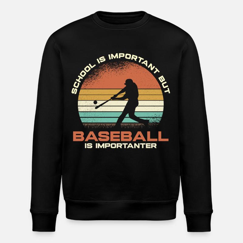Retro Baseball Humor Sunset - Stanley/Stella ROLLER Unisex Organic Sweatshirt - black
