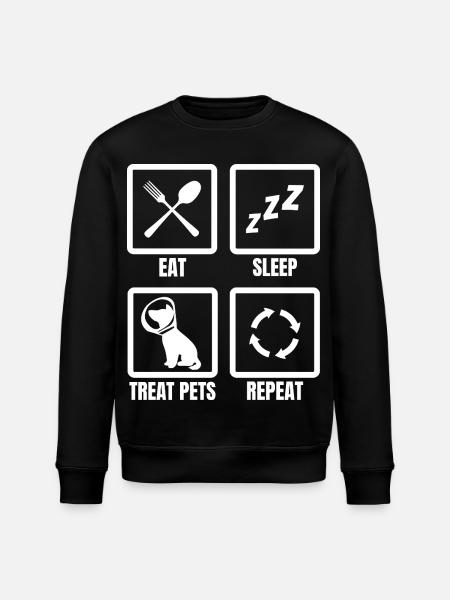 Eat Sleep Treat Pets Repeat - Stanley/Stella ROLLER Unisex Organic Sweatshirt - black