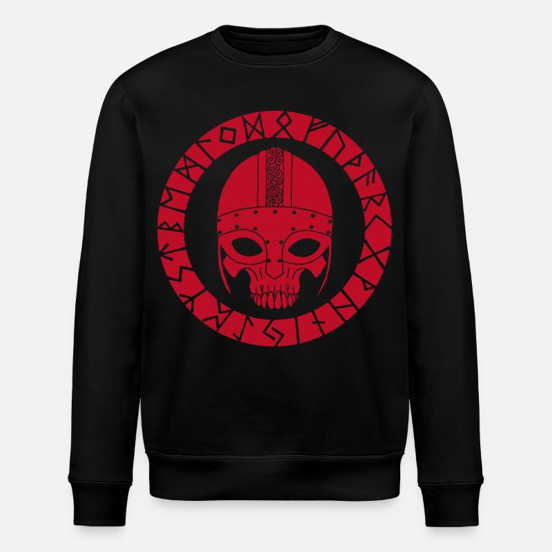 Red Skull und Wikinger Runen - Stanley/Stella Unisex Bio-Sweatshirt ROLLER - Schwarz