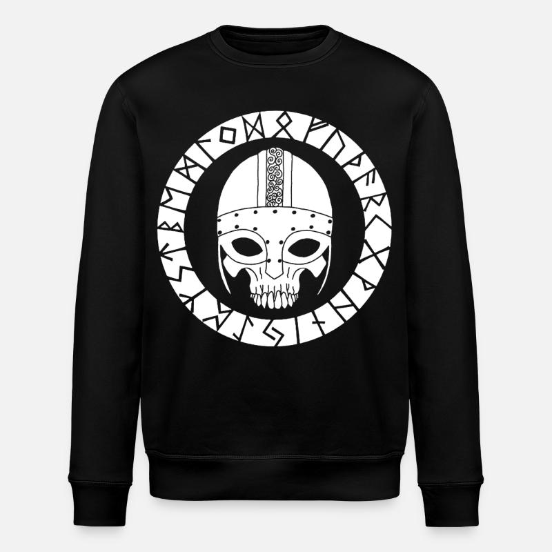 Crâne blanc et runes vikings - Sweat bio ROLLER Stanley/Stella Unisexe - noir