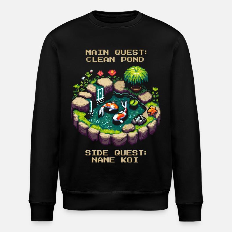 Hauptquest: Teich reinigen | Koi Gartenteich - Stanley/Stella Unisex Bio-Sweatshirt ROLLER - Schwarz