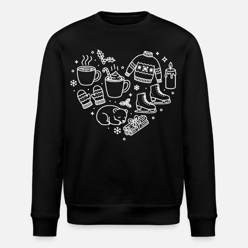 Winter Herz  - Stanley/Stella Unisex Bio-Sweatshirt ROLLER - Schwarz