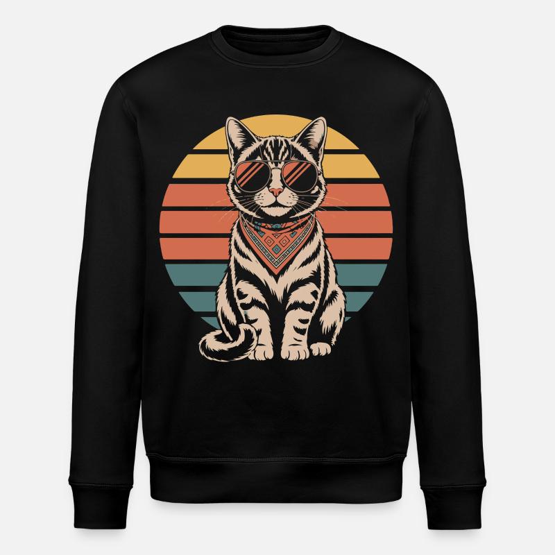 Katze Bunt - Stanley/Stella Unisex Bio-Sweatshirt ROLLER - Schwarz