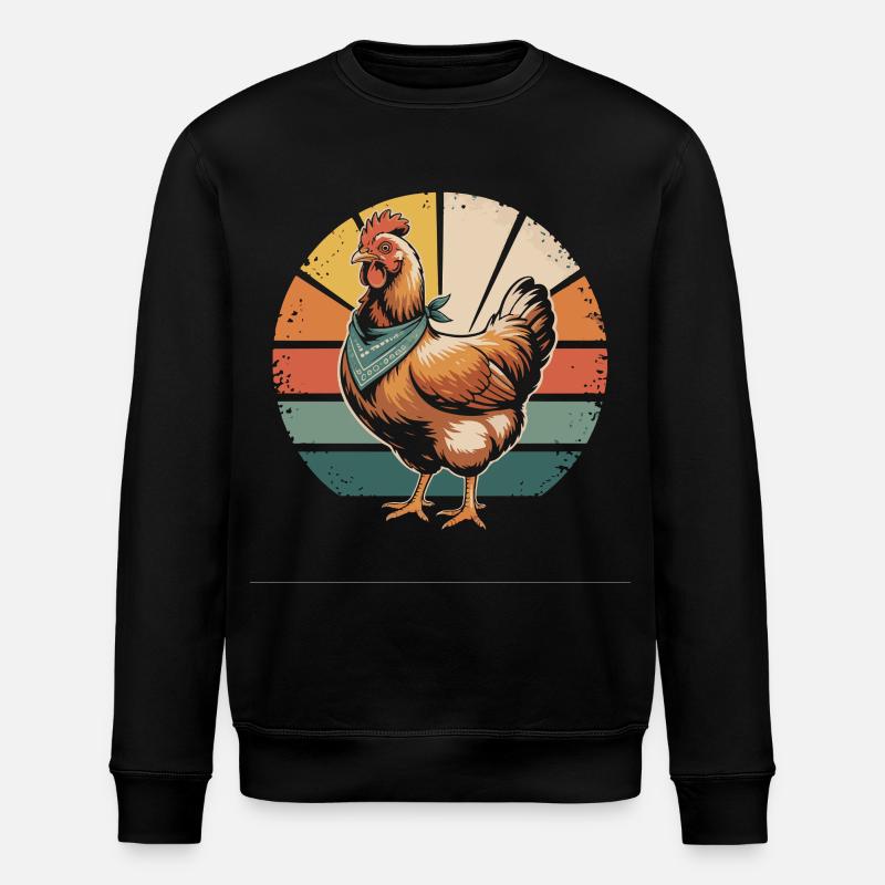 Retro Huhn mit Bandana - Stanley/Stella Unisex Bio-Sweatshirt ROLLER - Schwarz