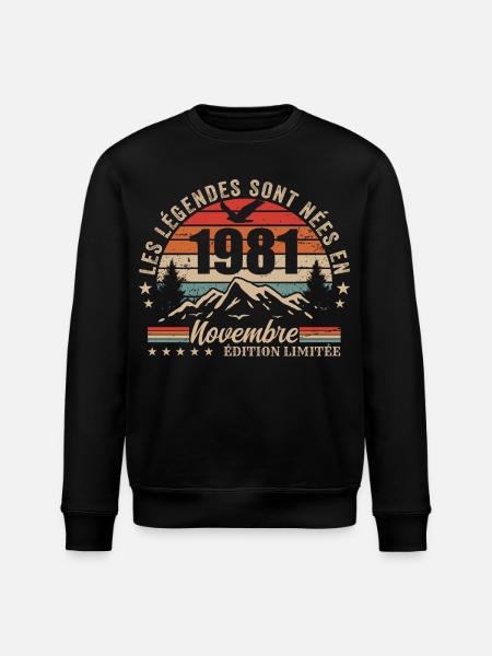 Awesome since November 1981 | November 1981 - Stanley/Stella ROLLER Unisex Organic Sweatshirt - black