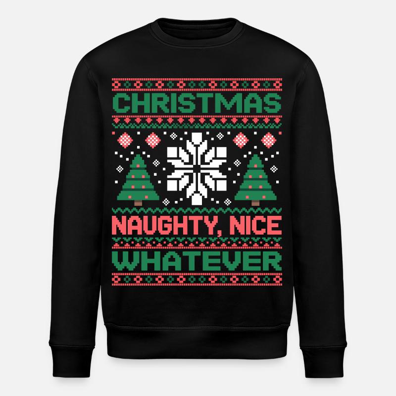 Weihnachts Pixel Sweat Naughty Nice Whatever - Stanley/Stella Unisex Bio-Sweatshirt ROLLER - Schwarz