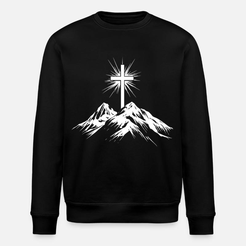Christliches Kreuz Berge - Stanley/Stella Unisex Bio-Sweatshirt ROLLER - Schwarz