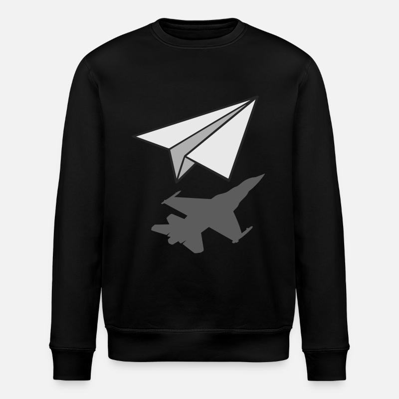 Papierflugzeug Luftfahrtingenieur Luftfahrt Geschenk - Stanley/Stella Unisex Bio-Sweatshirt ROLLER - Schwarz