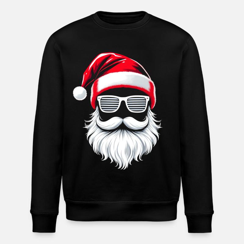 Weihnachtsmann Mit Sonnenbrille Santa Hipster - Stanley/Stella Unisex Bio-Sweatshirt ROLLER - Schwarz