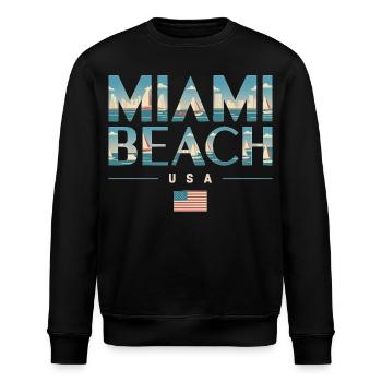 Miami Beach Palmiers Ville Voyage Design - Sweat bio ROLLER Stanley/Stella Unisexe - noir - Devant - Nik (191cm)