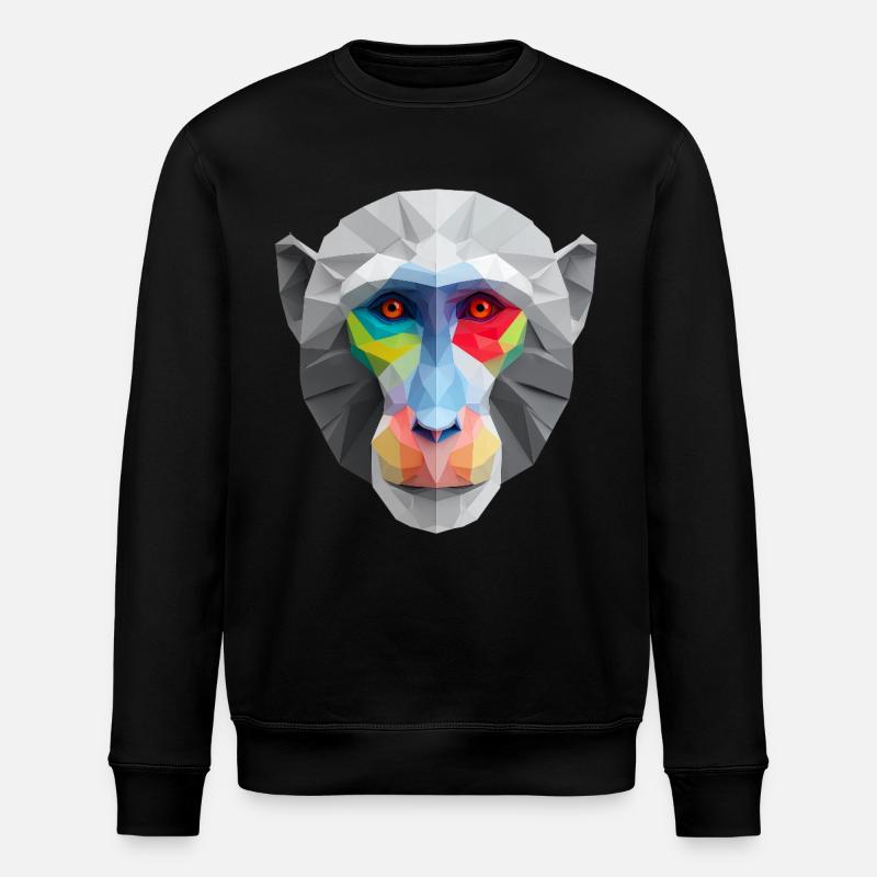 Farbiges Low-Poly Affengesicht Logo Art Design - Stanley/Stella Unisex Bio-Sweatshirt ROLLER - Schwarz