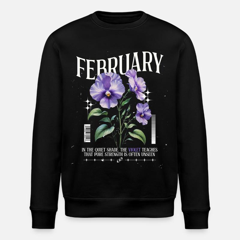Février Violette Naissance Fleur - Sweat bio ROLLER Stanley/Stella Unisexe - noir