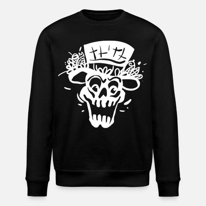 Skeleton with Cylinder Line Style - Stanley/Stella ROLLER Unisex Organic Sweatshirt - black