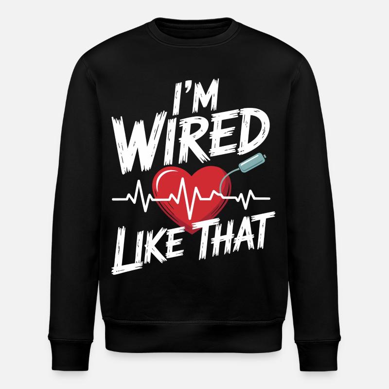 Ich bin vernetzt Herzschlag - Stanley/Stella Unisex Bio-Sweatshirt ROLLER - Schwarz