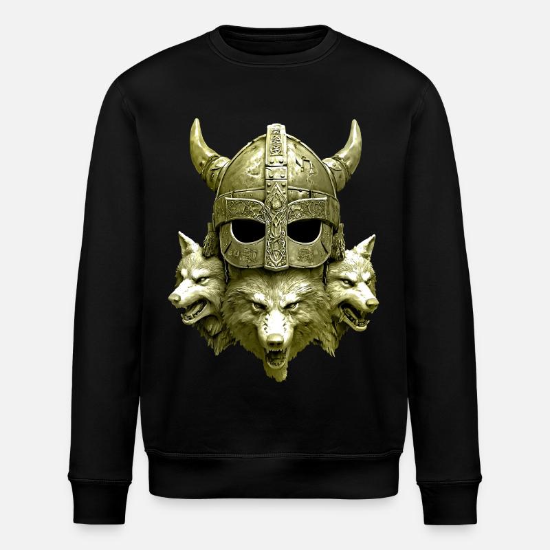 Wikinger Helm Wolf - Stanley/Stella Unisex Bio-Sweatshirt ROLLER - Schwarz
