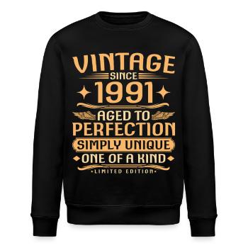 Vintage 1991 Vintage Born - 35 Years Old - Stanley/Stella ROLLER Unisex Organic Sweatshirt - black - Front - Nik (191cm)