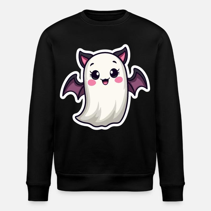 Halloween Fledermaus Geist - Stanley/Stella Unisex Bio-Sweatshirt ROLLER - Schwarz