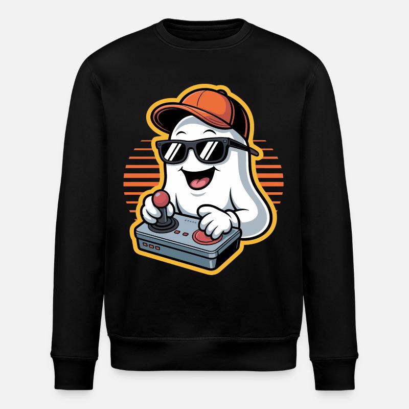 Retro Gamer Halloween Geist - Stanley/Stella Unisex Bio-Sweatshirt ROLLER - Schwarz