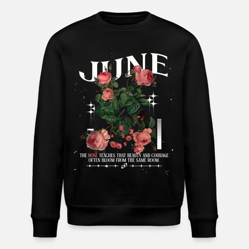 Geburtsblumen Geburtsblume Juni Rose - Stanley/Stella Unisex Bio-Sweatshirt ROLLER - Schwarz