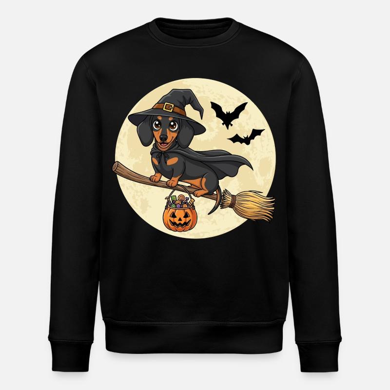 Cute Dachshund Witch Halloween - Stanley/Stella ROLLER Unisex Organic Sweatshirt - black