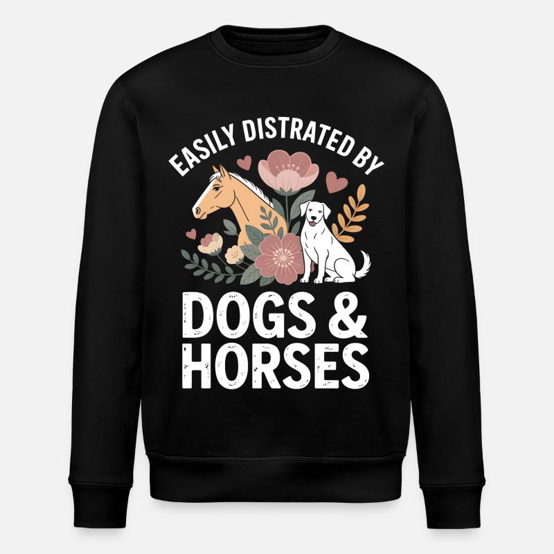 Hunde & Pferde Ablenkung Motiv - Stanley/Stella Unisex Bio-Sweatshirt ROLLER - Schwarz