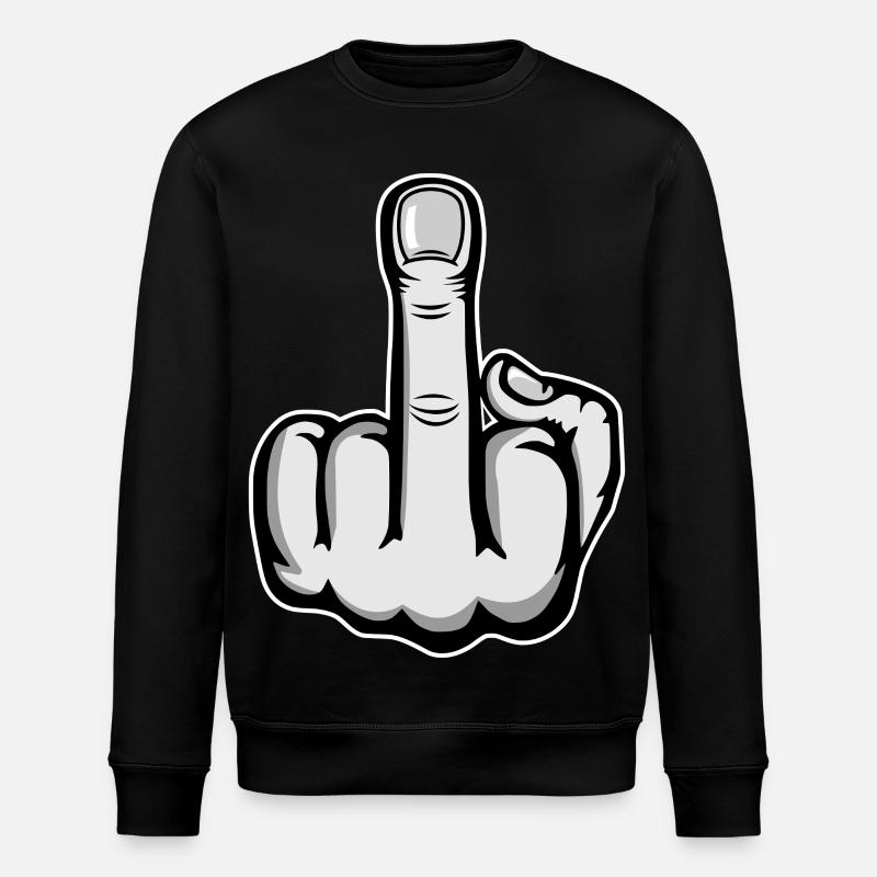 Middle Finger Cartoon Hand - Stanley/Stella ROLLER Unisex Organic Sweatshirt - black