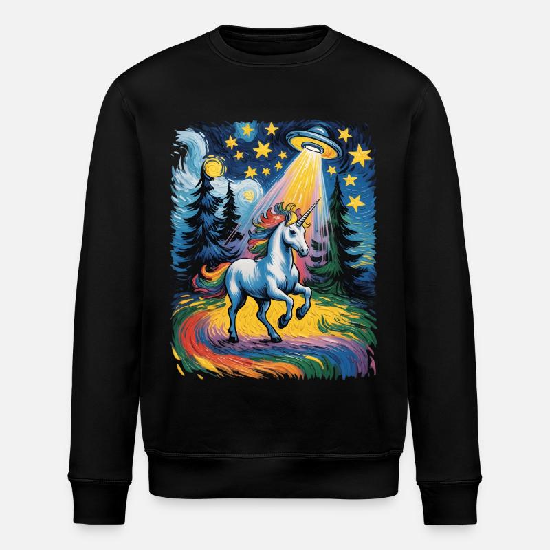 Leuchtendes Einhorn im Sternenrausch - Stanley/Stella Unisex Bio-Sweatshirt ROLLER - Schwarz