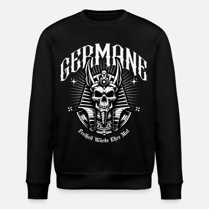 Crowns Skull Warrior Germanic - Stanley/Stella ROLLER Unisex Organic Sweatshirt - black