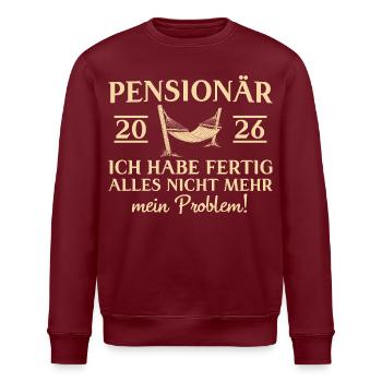 Pensionné 2026 Hamac - Pension Farewell - Sweat bio ROLLER Stanley/Stella Unisexe - bordeaux - Devant - Nik (191cm)