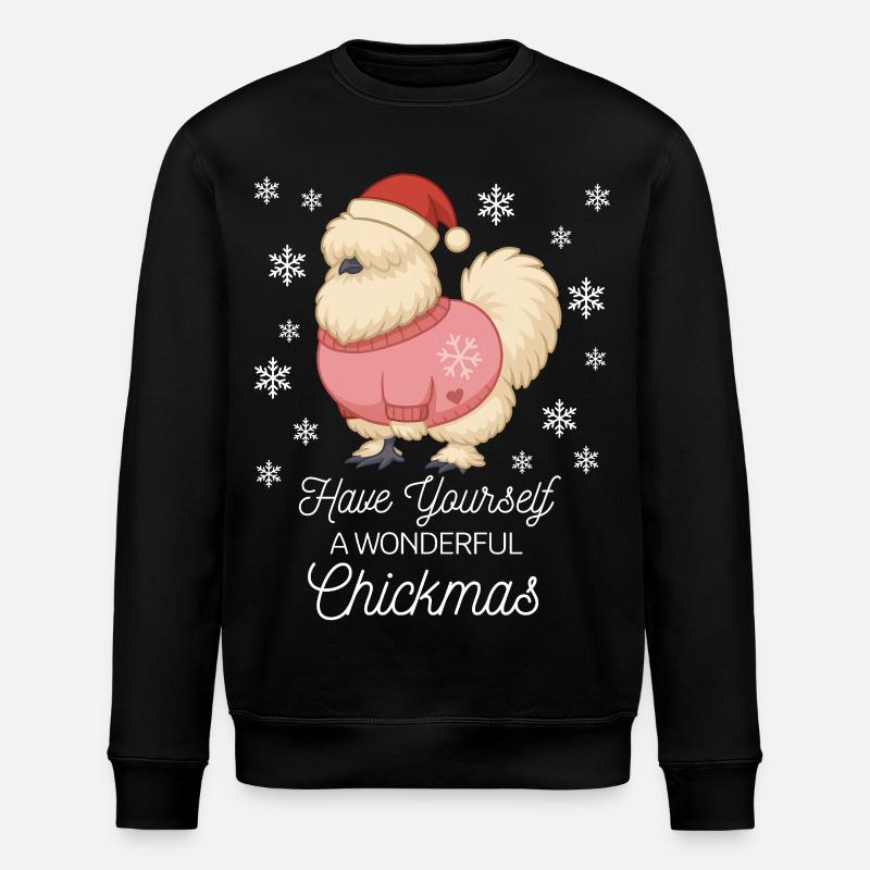 Silk Chicken Christmas Silk Chickens Lover - Stanley/Stella ROLLER Unisex Organic Sweatshirt - black