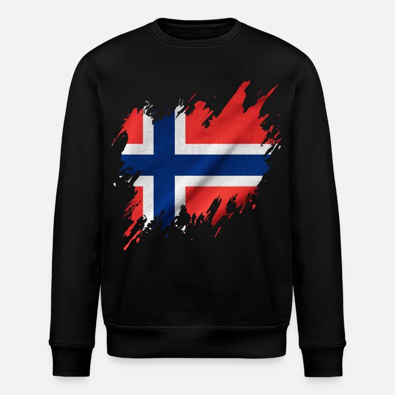 Drapeau norvégien, style déchiré - Sweat bio ROLLER Stanley/Stella Unisexe - noir