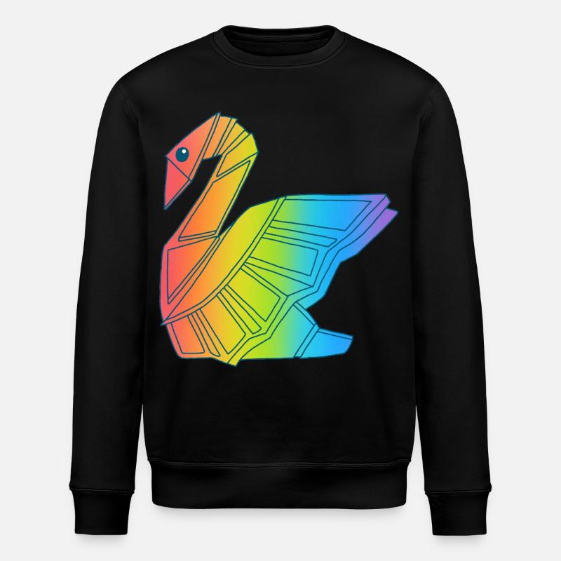 Regenbogen-Schwan - Stanley/Stella Unisex Bio-Sweatshirt ROLLER - Schwarz