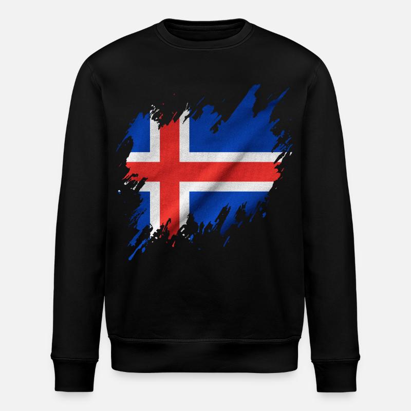 Drapeau islandais, style déchiré - Sweat bio ROLLER Stanley/Stella Unisexe - noir