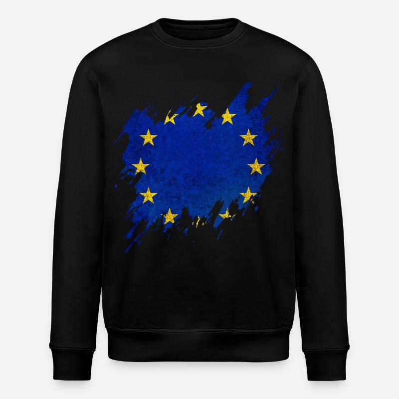 Drapeau de l’Europe, style déchiré - Sweat bio ROLLER Stanley/Stella Unisexe - noir