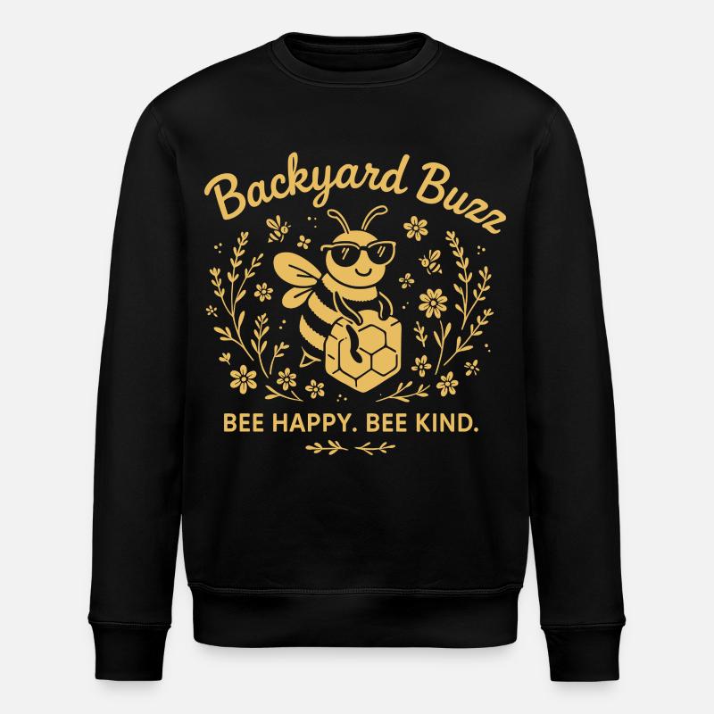 Backyard Buzz Bee Happy Bee Child - Stanley/Stella ROLLER Unisex Organic Sweatshirt - black