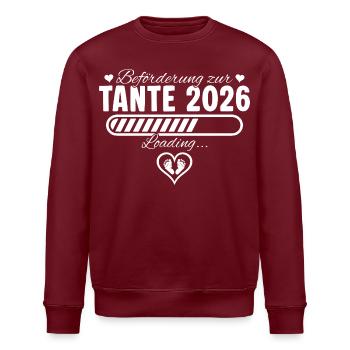 Tante 2026 Familie Schwangerschaft verkünden - Stanley/Stella Unisex Bio-Sweatshirt ROLLER - Burgunderrot - Vorne - Nik (191cm)