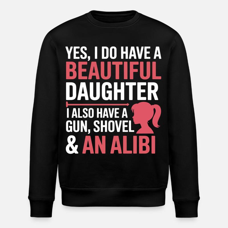 Witzshirt Waffe Schaufel Alibi - Stanley/Stella Unisex Bio-Sweatshirt ROLLER - Schwarz