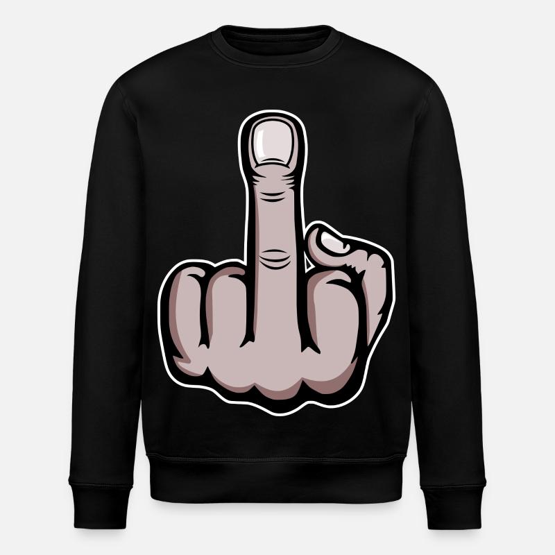 Middle Finger Stinky Finger Design - Stanley/Stella ROLLER Unisex Organic Sweatshirt - black