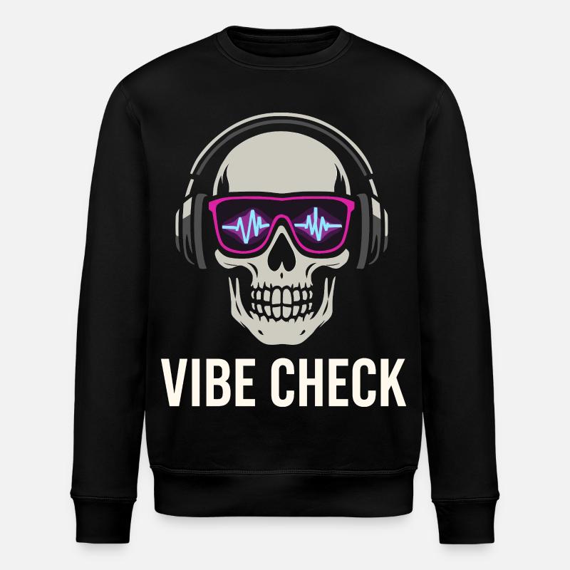 Crâne Neon Vibe Check – Skull Edition - Stanley/Stella ROLLER Unisex Organic Sweatshirt - black