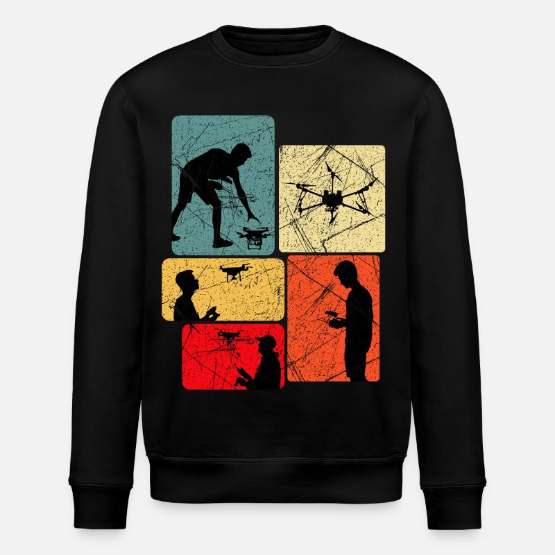 Drones Flying Saying Gift Idea - Stanley/Stella ROLLER Unisex Organic Sweatshirt - black