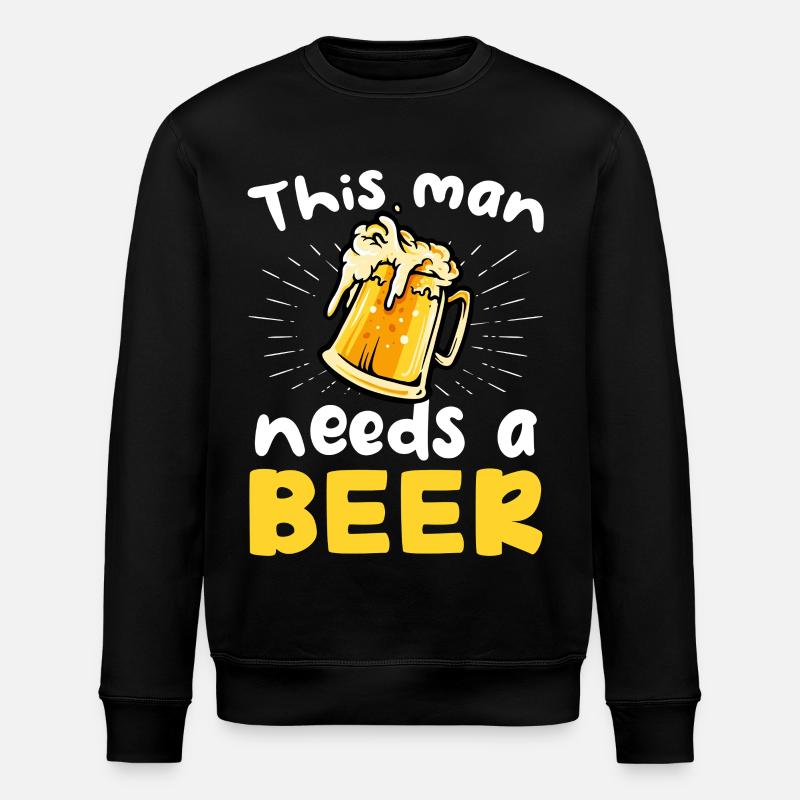 This Man Needs a Beer - Stanley/Stella Unisex Bio-Sweatshirt ROLLER - Schwarz