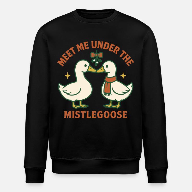 Weihnachtsgans Triff mich unter der Mistelgans - Stanley/Stella Unisex Bio-Sweatshirt ROLLER - Schwarz