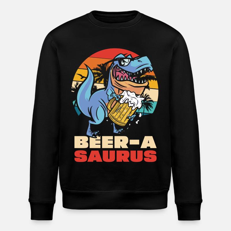 BeerA Saurus Dino with beer mug - Stanley/Stella ROLLER Unisex Organic Sweatshirt - black