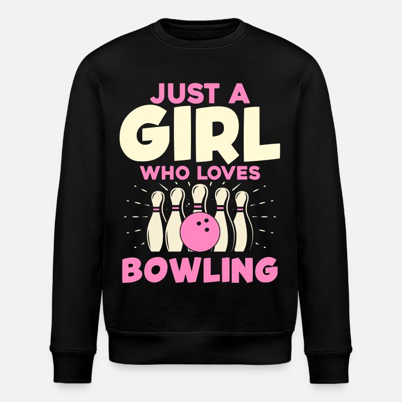 Nur ein Mädchen liebt Bowling - Stanley/Stella Unisex Bio-Sweatshirt ROLLER - Schwarz