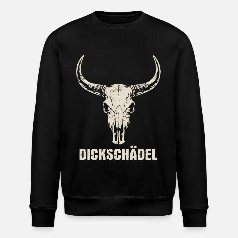 Stierkopf Schädel mit Hörnern - Dickschädel - Stanley/Stella Unisex Bio-Sweatshirt ROLLER - Schwarz
