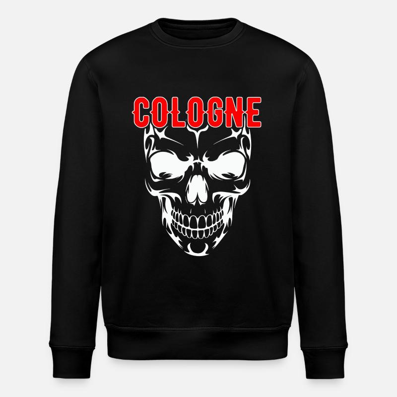Kölner Schädel mit roter COLOGNE Schrift - Stanley/Stella Unisex Bio-Sweatshirt ROLLER - Schwarz