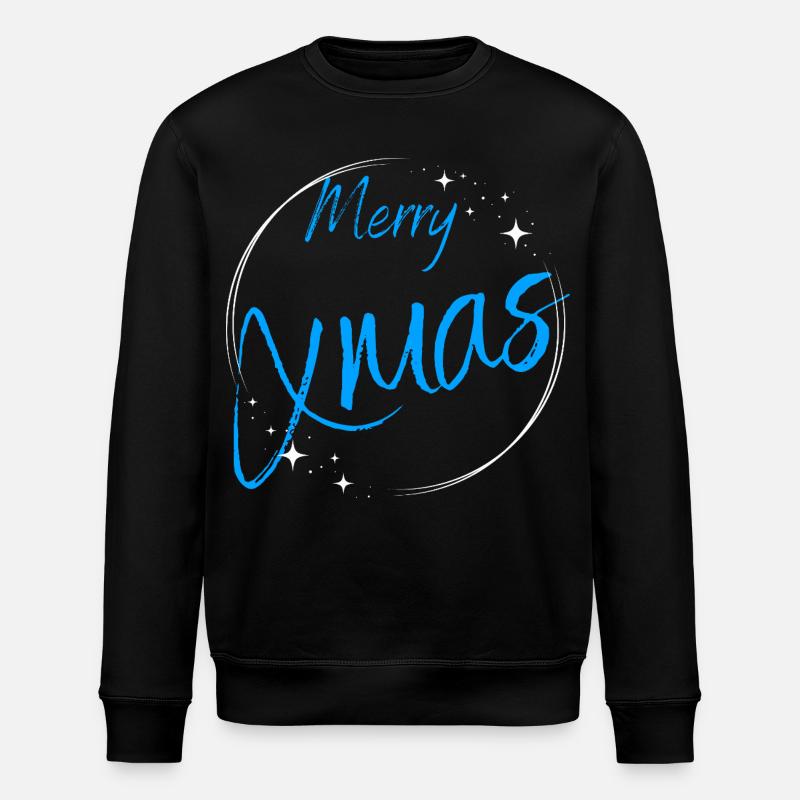 Merry Xmas Script Circle - Stanley/Stella ROLLER Unisex Organic Sweatshirt - black
