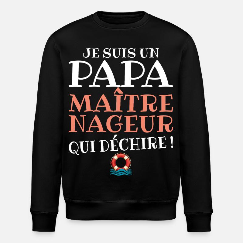 MNS Papa Rettungsschwimmer, der reißt - Stanley/Stella Unisex Bio-Sweatshirt ROLLER - Schwarz