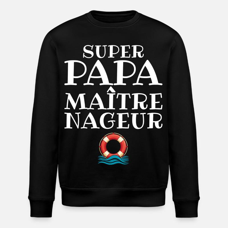 MNS Super Dad Lifeguard - Stanley/Stella ROLLER Unisex Organic Sweatshirt - black