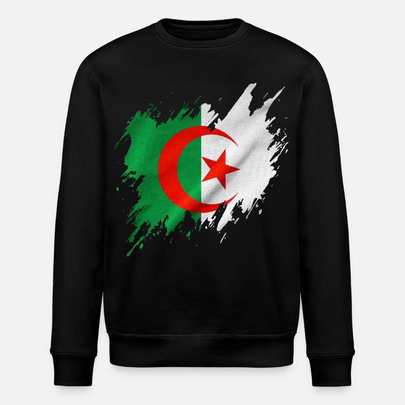Algeria flag, torn style - Stanley/Stella ROLLER Unisex Organic Sweatshirt - black